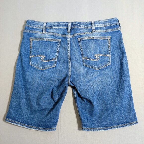Silver Jeans Bermuda shorts women's size 34 denim blue colour Elyse straight - Picture 3 of 13
